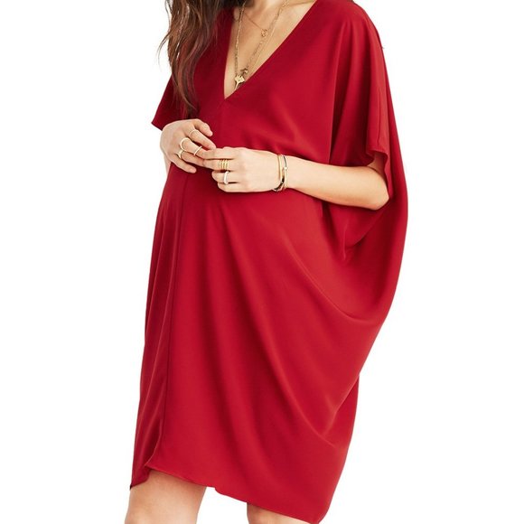 Hatch Collection Women's Scarlet Slouch Maternity Shift Dress Size P V-neck - Picture 1 of 9